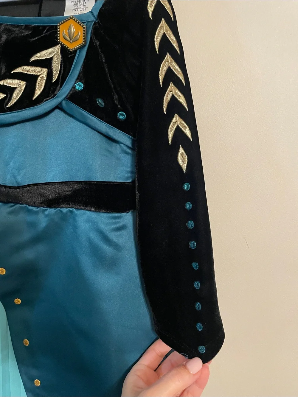 Disney Frozen Anna Costume Dress Girls Size 4 Teal Black Velvet Princess Dress